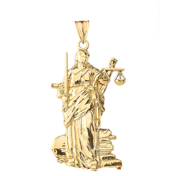 Lady Justice Pendant Necklace in Gold (Yellow/Rose/White)