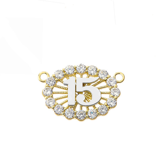 15 Quinceañera Necklace in 14K Two Tone Yellow & White Gold