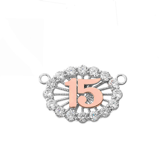 15 Quinceañera Necklace in 14K Two Tone White & Rose Gold