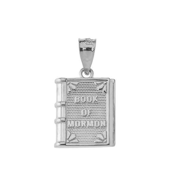 Book of Mormon Pendant Necklace in White Gold