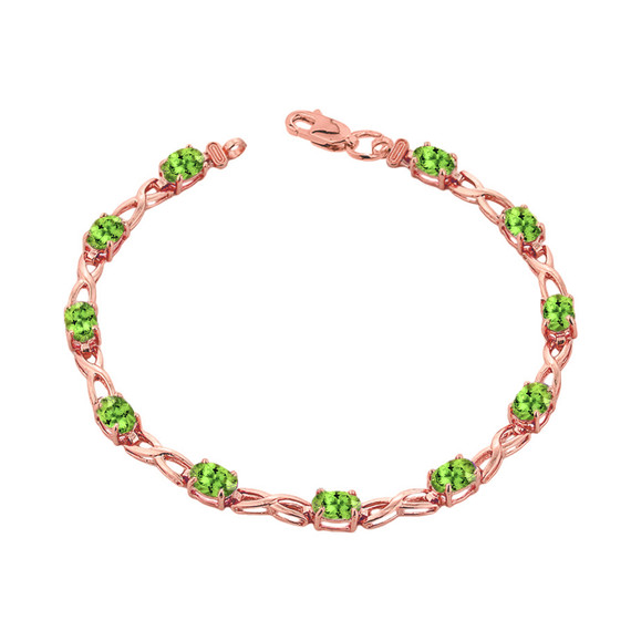 Peridot Infinity Bracelet in Rose Gold