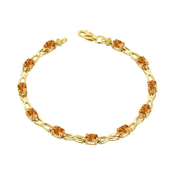 Citrine Infinity Bracelet in Yellow Gold