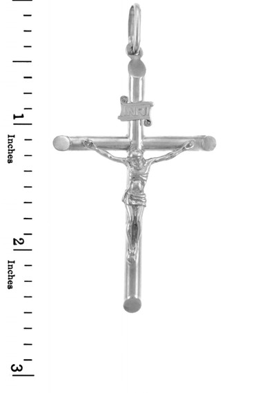 White Gold Crosses and Crucifixes - Gold Crucifix Pendant, Medium Size