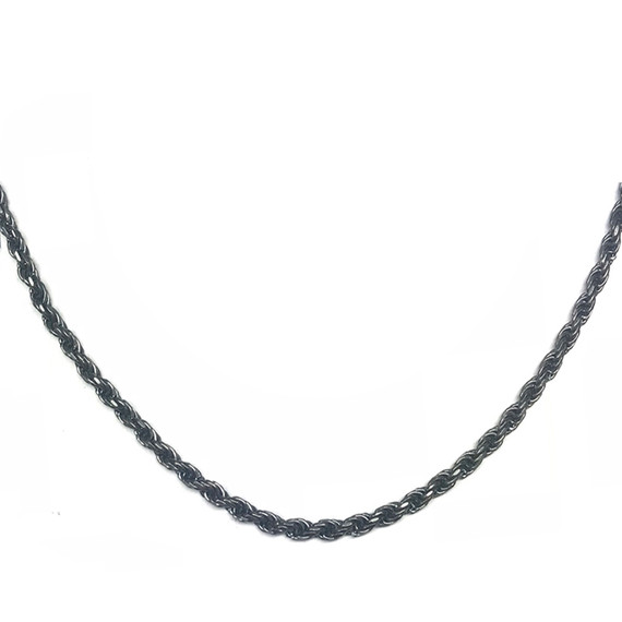 Silver Antique Vintage Oxidized  3mm Rope Chain