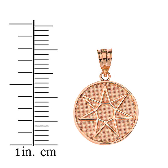Solid Rose Gold Wiccan Heptagram Faery Star Circle Pendant Necklace