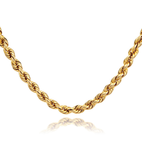 2.5mm 10K Hollow Gold Rope Chain Necklace (Available in Yellow Gold, White Gold)