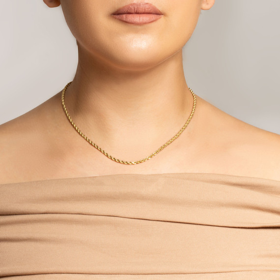 2mm Hollow Gold Rope Chain Necklace | Factory Direct Jewelry