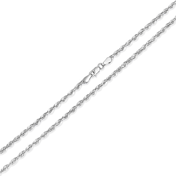 2mm Hollow White Gold Rope Chain Necklace