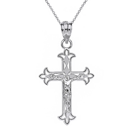 Solid Gold Fleur De Lis Filigree  Pendant Necklace(Available in Yellow/Rose/White Gold)