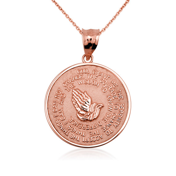 Solid Gold Serenity Prayer Medallion Necklace S/L (Available in Two-Tone Gold, Yellow Gold, Rose Gold, White Gold) Solid Gold Serenity Prayer Medallion Necklace S/L (Available in Two-Tone Gold, Yellow Gold, Rose Gold, White Gold)