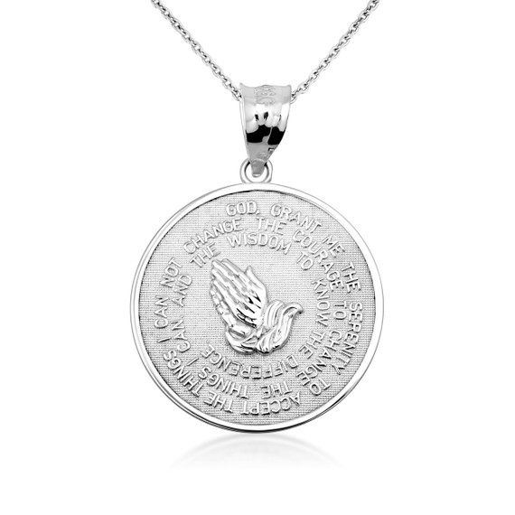 925 Sterling Silver Serenity Prayer Medallion Necklace (Available in Small/Large)