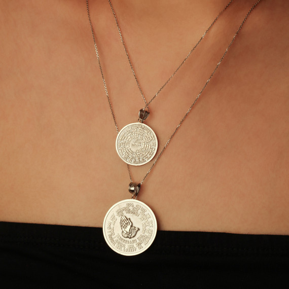 925 Sterling Silver Serenity Prayer Medallion Necklace (Available in Small/Large)