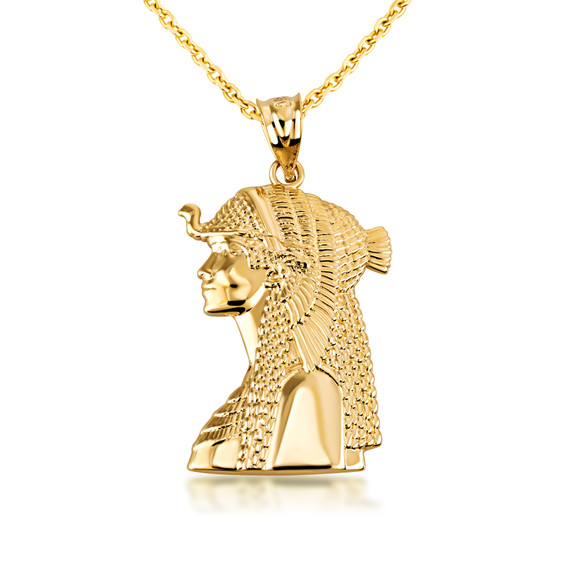 Gold Cleopatra Egyptian Queen Pendant Necklace(Available in Yellow/Rose/White)
