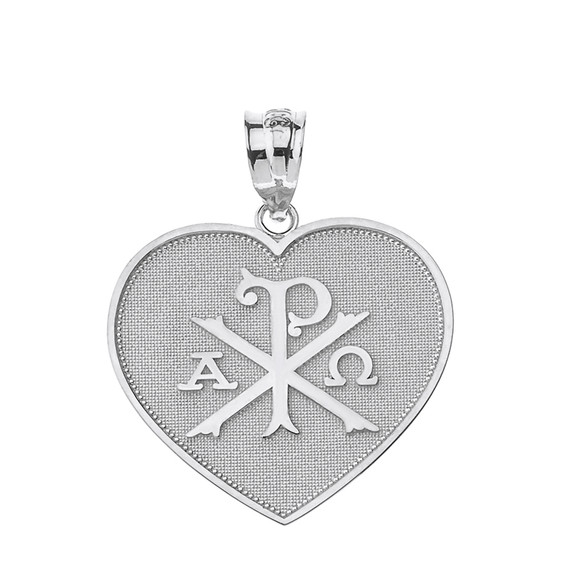 Christian Symbol Chi Rho Heart Pendant Necklace in Gold (Yellow/Rose/White)