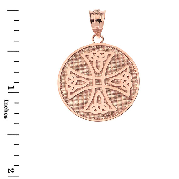 Infinity Knot Celtic Cross Disc Pendant Necklace in Gold (Yellow/Rose/White)