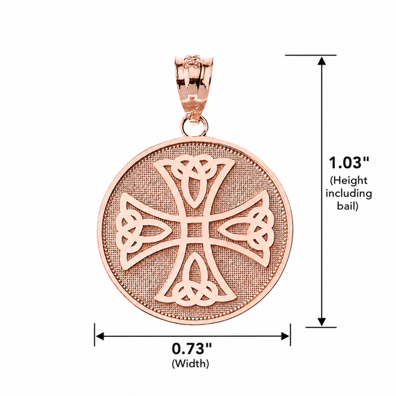 Gold Infinity Knot Celtic Cross Disc Pendant Necklace (Available in Yellow/Rose/White)