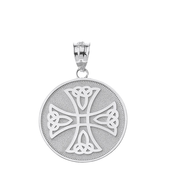 Sterling Silver Infinity Knot Celtic Cross Disc Pendant Necklace