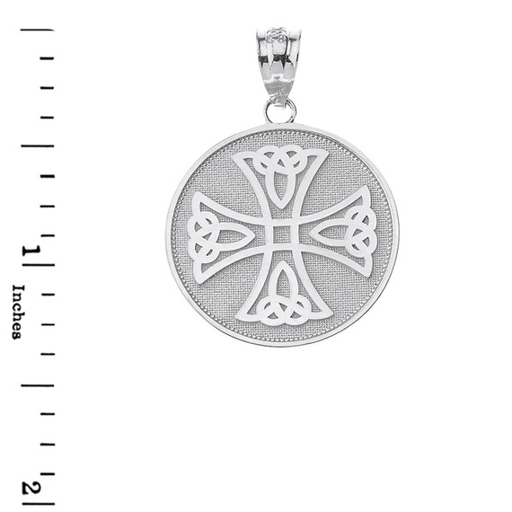 Sterling Silver Infinity Knot Celtic Cross Disc Pendant Necklace