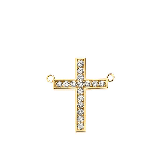 Chic CZ Cross Necklace in 14K Yellow Gold