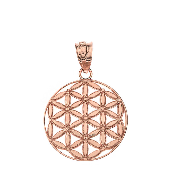 Flower of Life Sacred Geometry Pendant Necklace in Gold (Yellow/Rose/White)