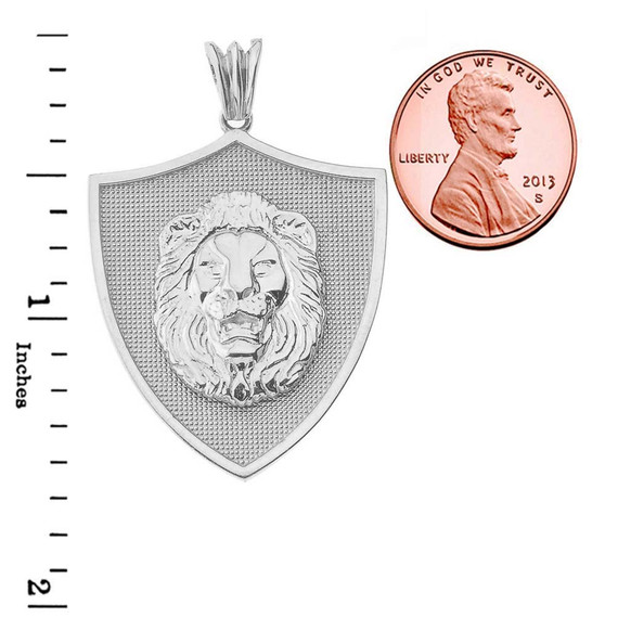 Lions Shield Pendant Necklace in Sterling Silver