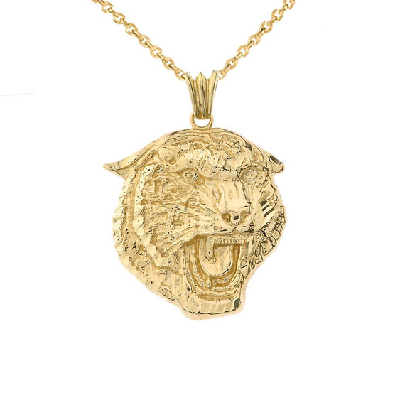 Bold Jaguar Statement Pendant Necklace in Yellow Gold (Medium)