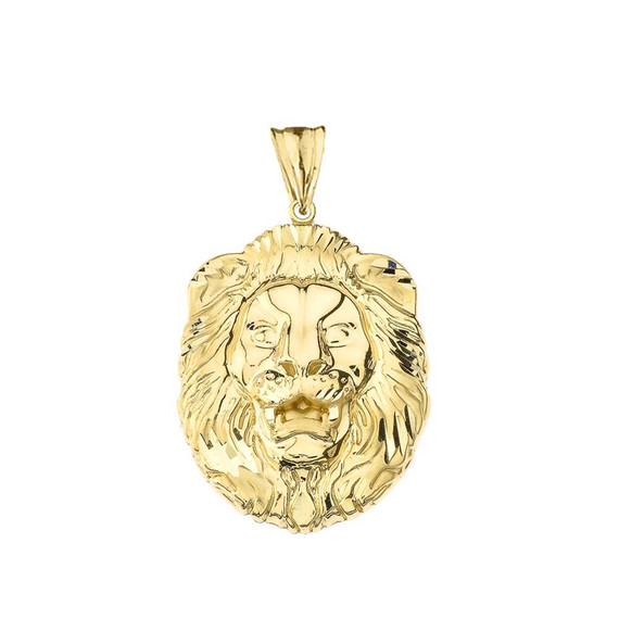 Bold Lion Statement Pendant Necklace in Yellow Gold (Large)