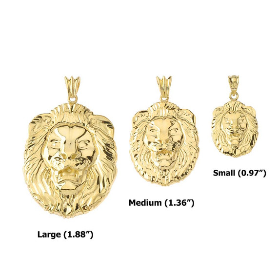 Gold Bold Lion Statement Pendant Necklace (Large) (Available in Yellow/Rose/White Gold)
