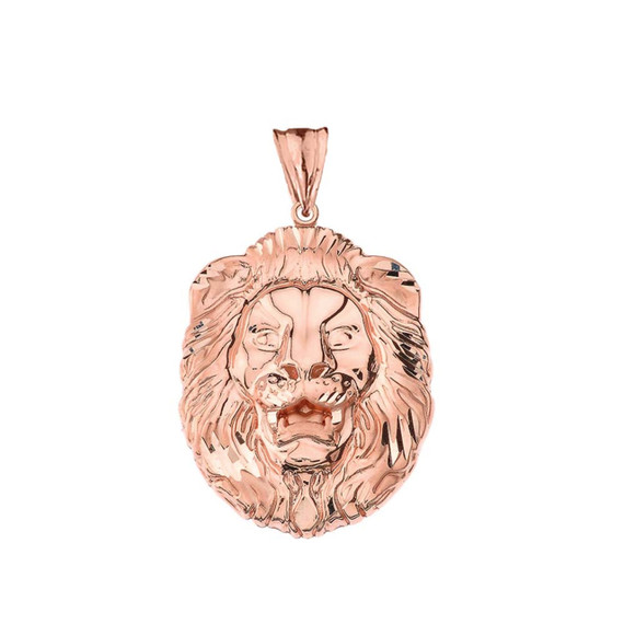 Bold Lion Statement Pendant Necklace in Yellow Gold (Large)