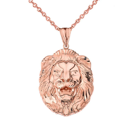 Bold Lion Statement Pendant Necklace in Yellow Gold (Large)