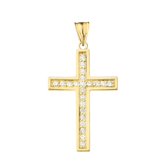 Mod-Chic Diamond Cross Pendant Necklace in Gold(Yellow/Rose/White)