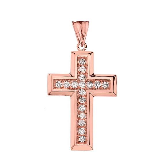 Designer Bold Diamond Cross in Gold (Yellow/Rose/White)