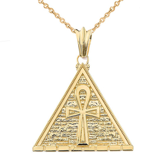 Bold Ankh Pyramid Pendant Necklace in Gold(Yellow/Rose/White)