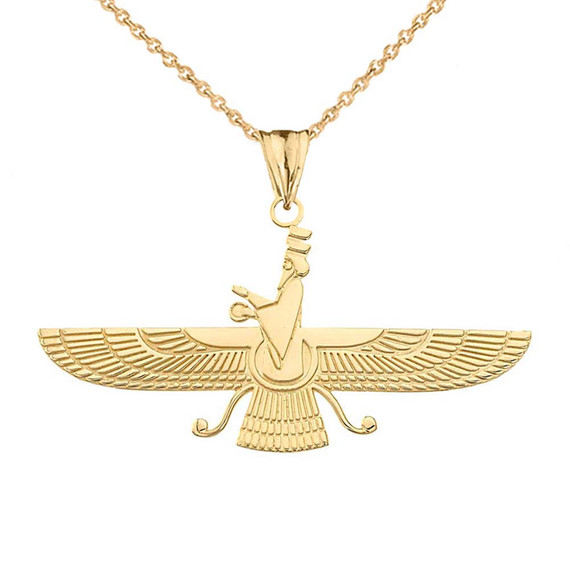 Faravahar Pendant Necklace in Yellow Gold