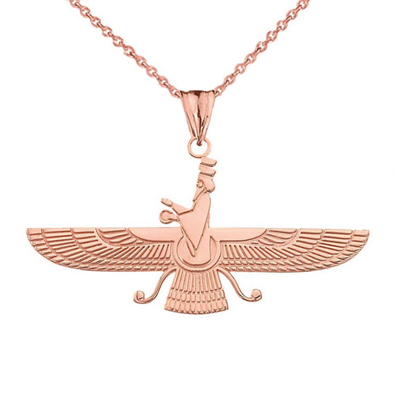 Faravahar Pendant Necklace in Rose Gold