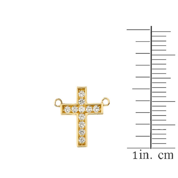 Dainty-Chic Diamond Cross Necklace in 14K  Yellow Gold