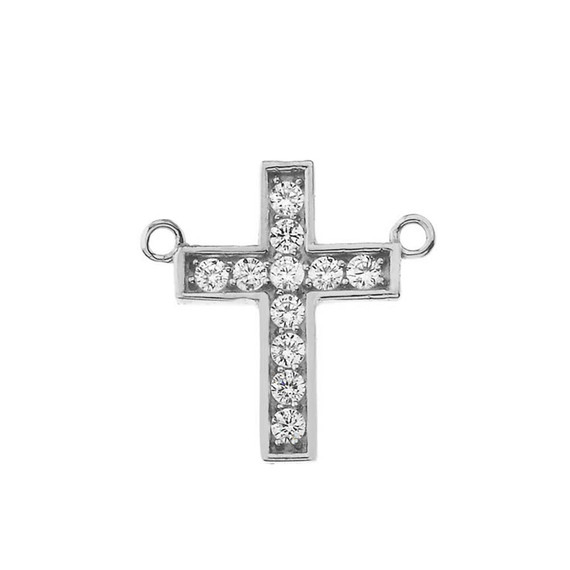 Dainty-Chic CZ Cross Necklace in 14K  White Gold