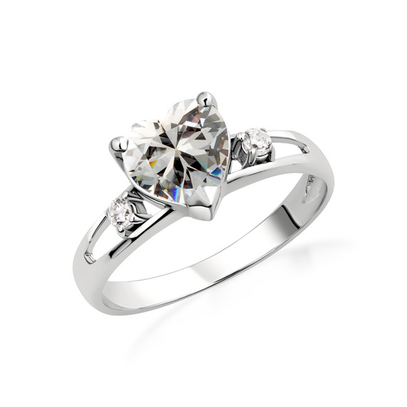 Sterling Silver Personalized Birthstone Heart Proposal/Promise Ring