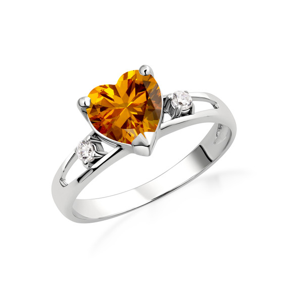 Sterling Silver Personalized Birthstone Heart Proposal/Promise Ring