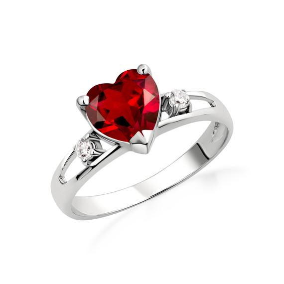 Sterling Silver Personalized Birthstone Heart Proposal/Promise Ring