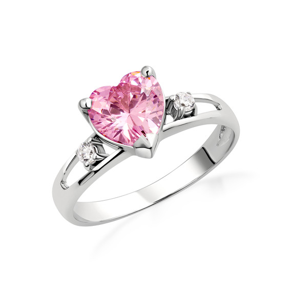 Sterling Silver Personalized Birthstone Heart Proposal/Promise Ring