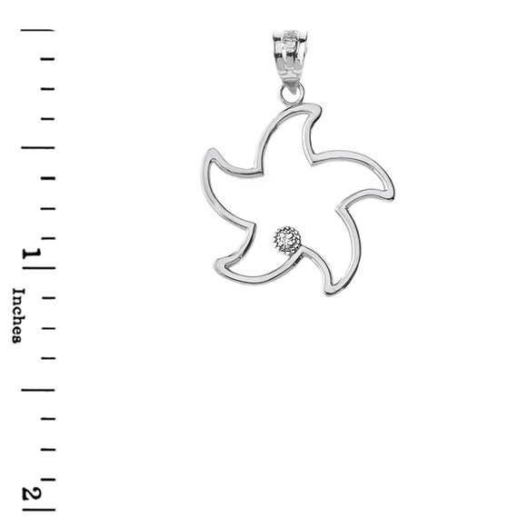 Starfish Outline Solitaire Pendant Necklace in Gold (Yellow/Rose/White)