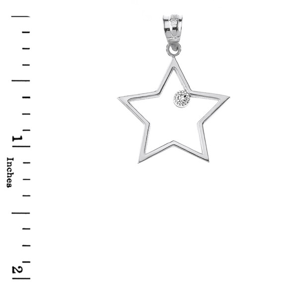 Star Outline Solitaire Pendant Necklace in Gold (Yellow/Rose/White)