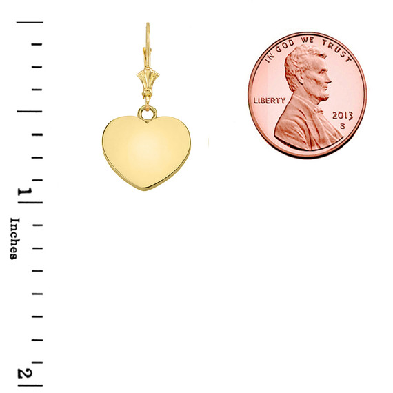 Solid Yellow Gold Simple Heart Leverback Earrings(Available in Yellow/Rose/White Gold)