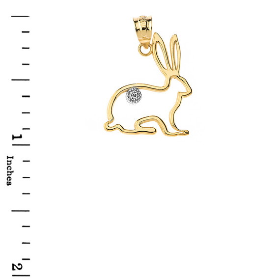 Jack Rabbit Outline Solitaire Pendant Necklace in Gold (Yellow/Rose/White)