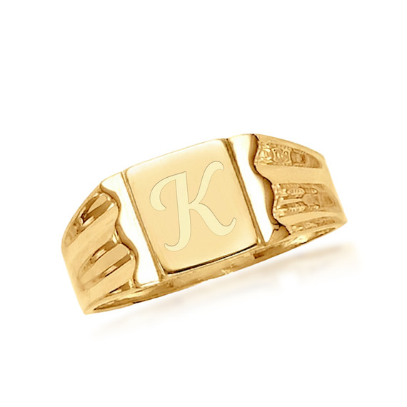 Gold Signet Men's Engravable Ring