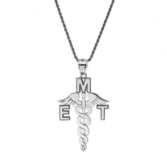 Vintage EMT Caduceus Pendant Necklace in Sterling Silver