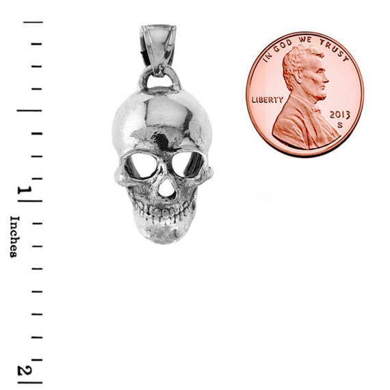 Classic Skull Pendant Necklace in Sterling Silver