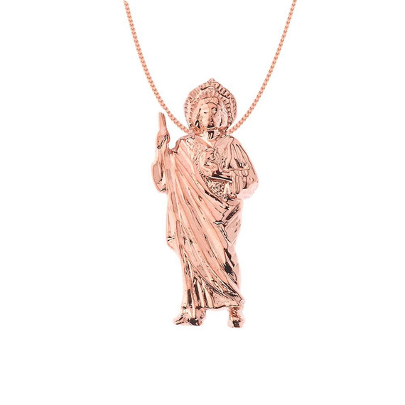 St.Jude Pendant Necklace With Hidden Bail in Gold (Yellow.Rose/White)