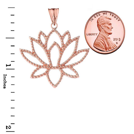 Double Sided Lotus Flower Pendant Necklace in Rose Gold